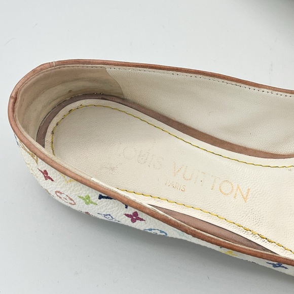 Louis Vuitton Multicolor Murakami Monogram Flower Ballerina Flats White Size 36 - Picture 8 of 9